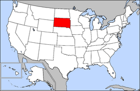USA map showing location of South Dakota